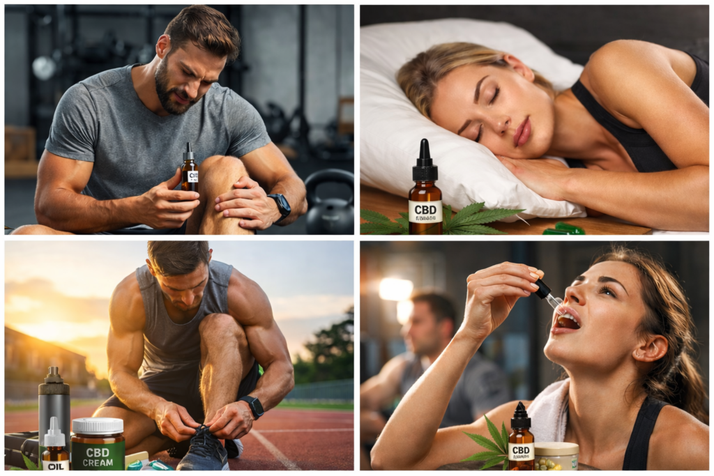 CBD im Sport: Sportlerin nimmt CBD Öl mit Pipette ein, um Stress zu reduzieren und die Regeneration nach dem Training zu unterstützen.