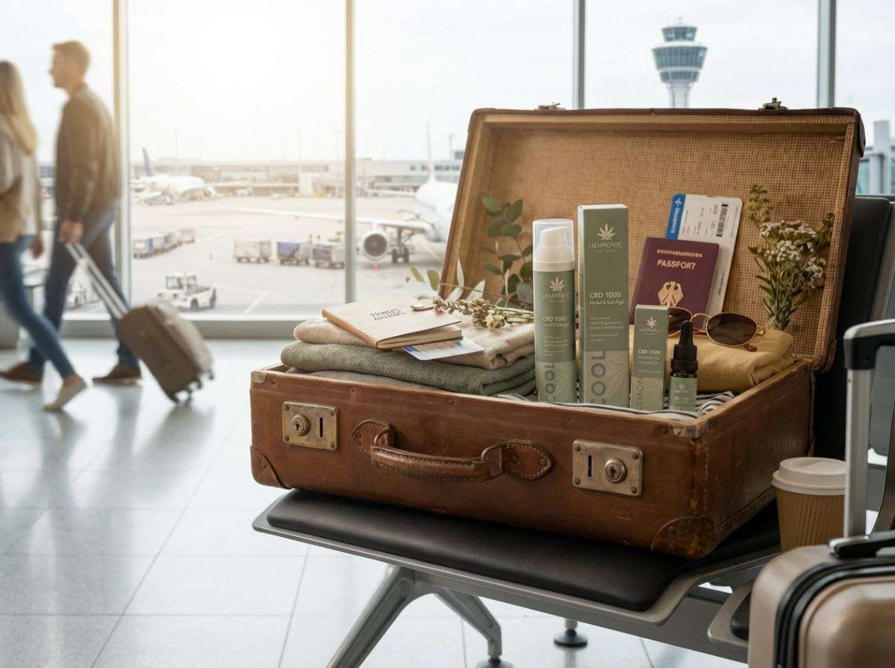 HEMPONIC 2 CBD auf Reisen CBD Öl und CBD Gel im Reisekoffer – Hemponic CBD Produkte für die Urlaubsreise